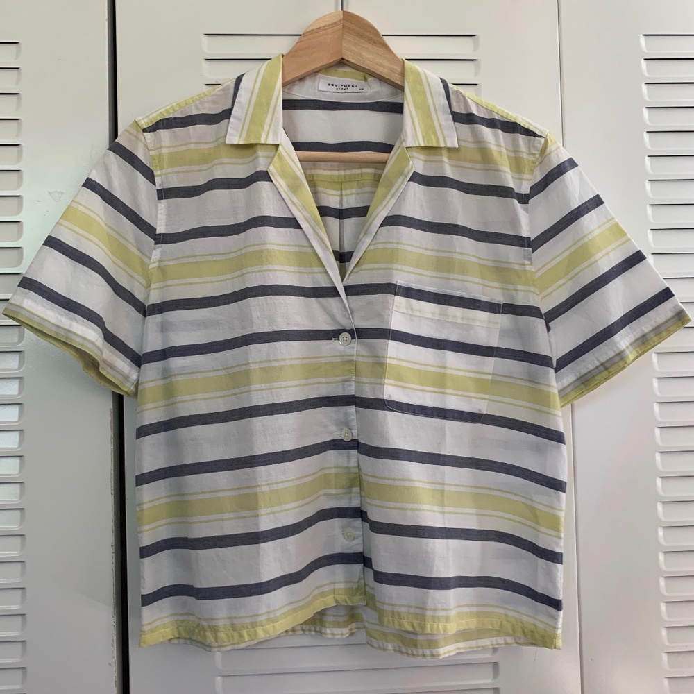 Equipment cropped Keira stripe cotton shirt